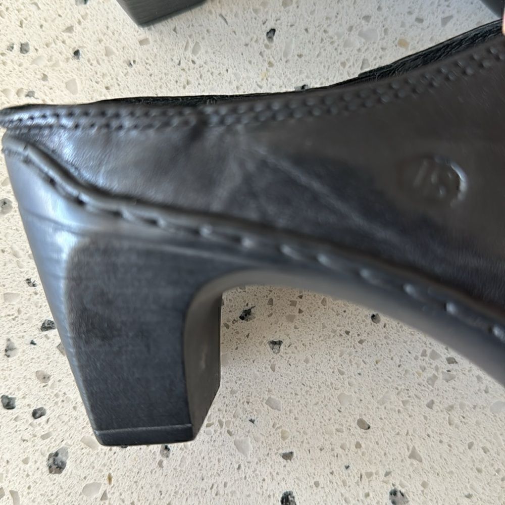 Josef Seibel Women’s Black Leather Western Studs Heels Slip On Mule Clog Size 36 - Picture 13 of 13